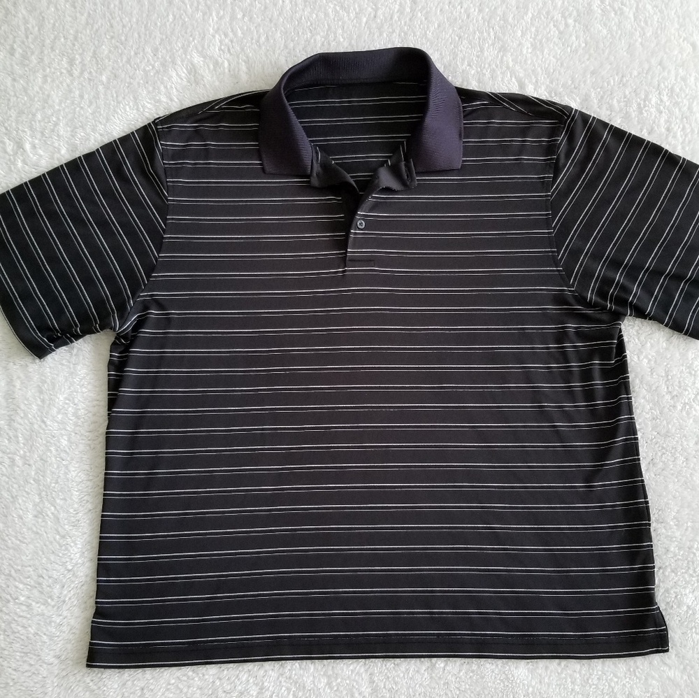 Golf Shirt Black Polo Shirt with White Stripes